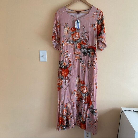 April Cornell Briar ROne Sizee Occasion Dress Woman Large Floral Pink Pocket Coq - Picture 2 of 16